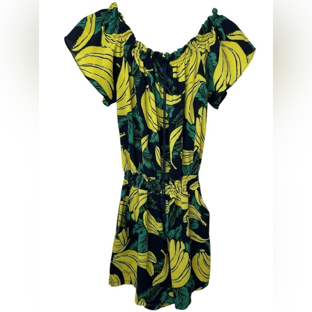 Black Label Tropical Banana Print Shorts Romper